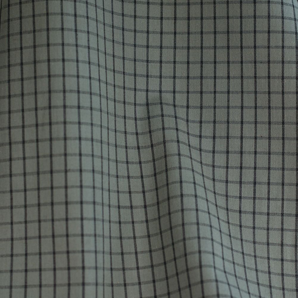 Jules - Popeline de coton tissé carreaux anthracite kaki clair