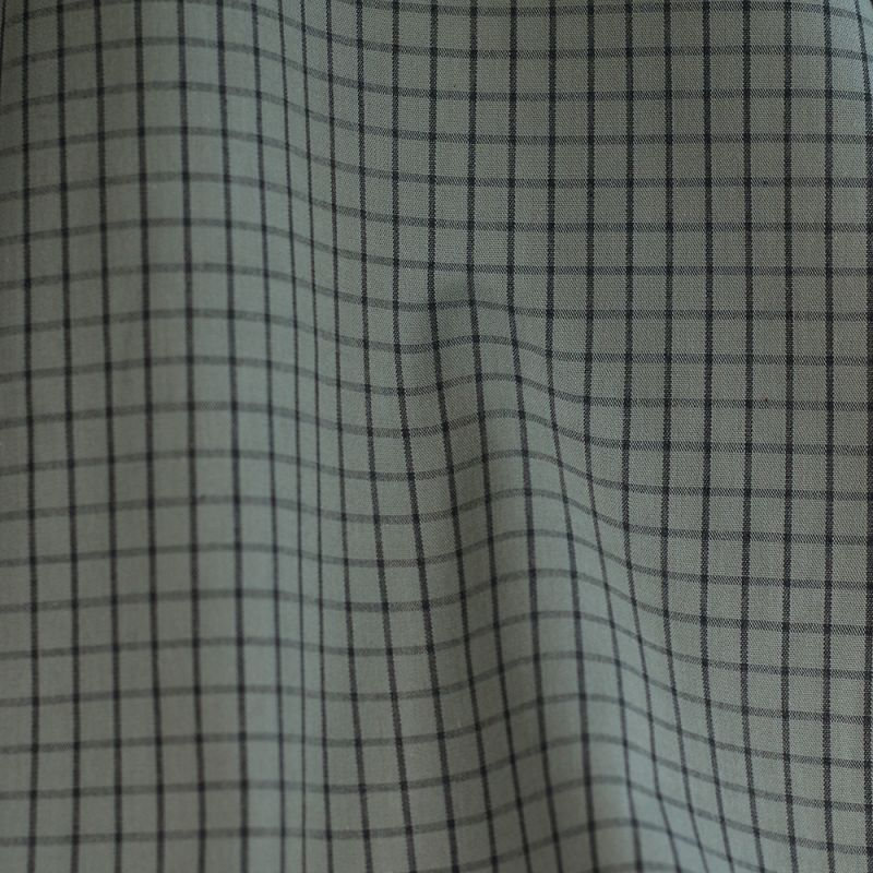 Jules - Popeline de coton tissé carreaux anthracite kaki clair
