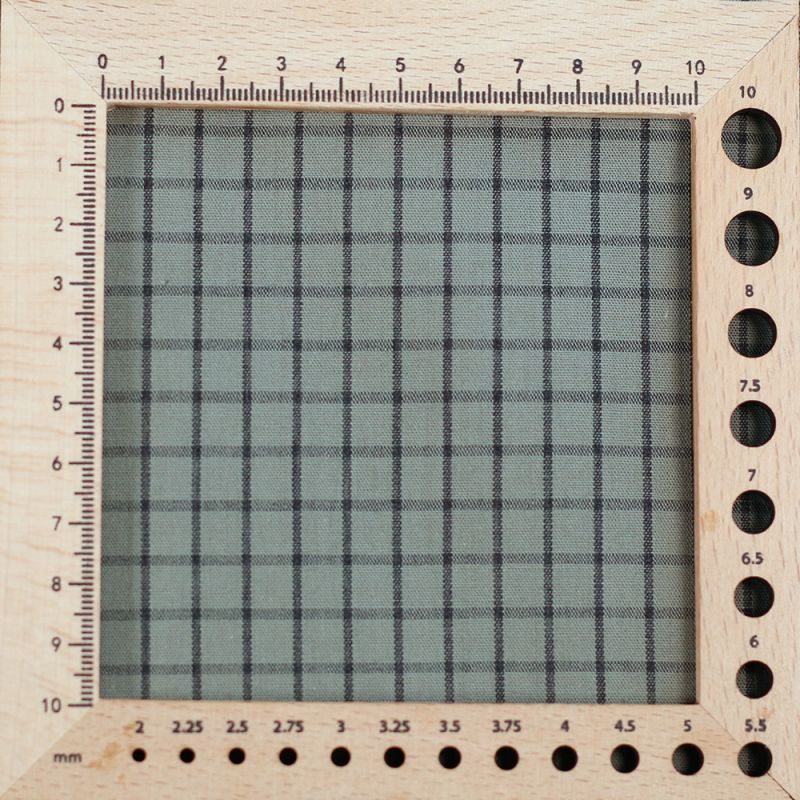 Jules - Popeline de coton tissé carreaux anthracite kaki clair