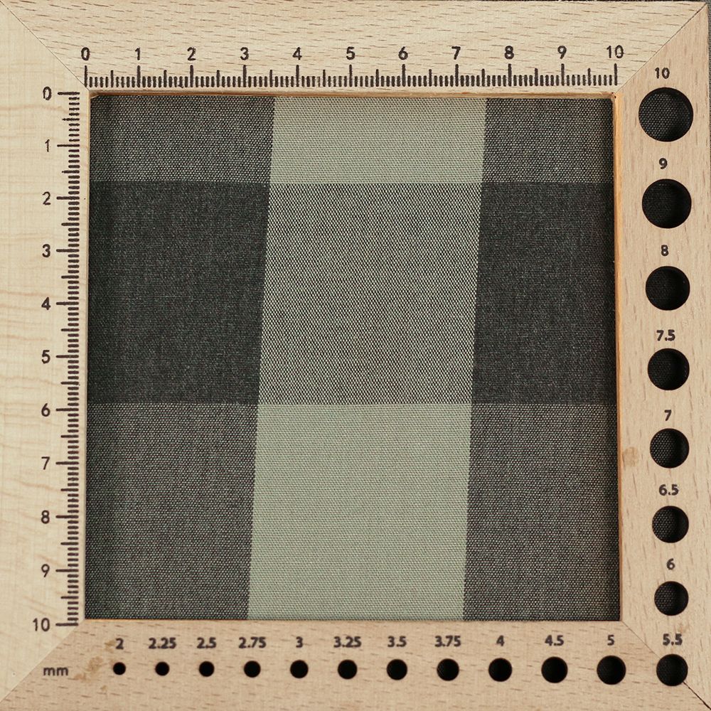 David - Popeline de coton tissé gros carreaux anthracite kaki clair