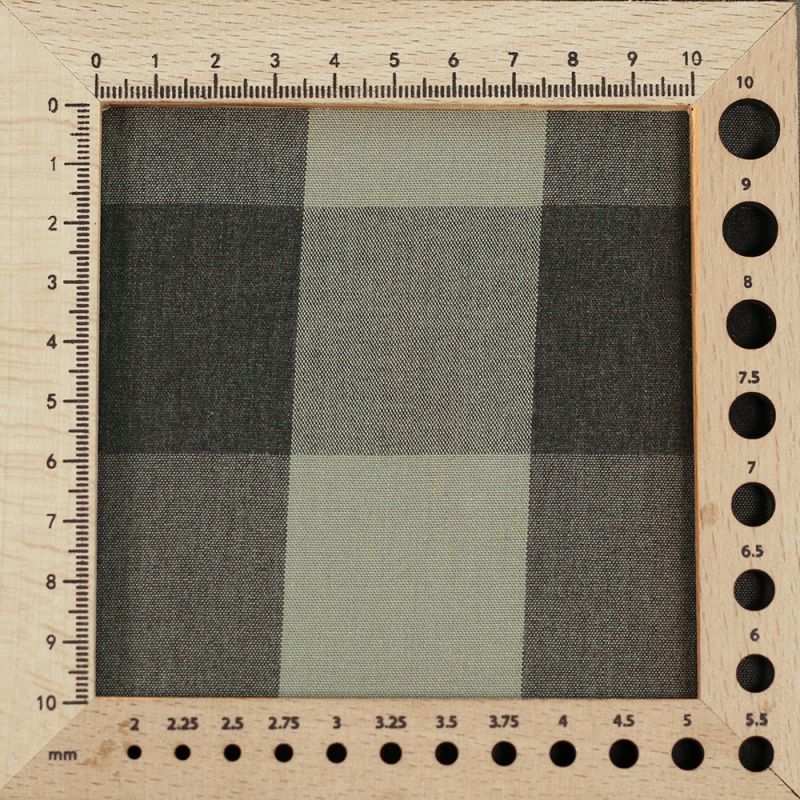 David - Popeline de coton tissé gros carreaux anthracite kaki clair