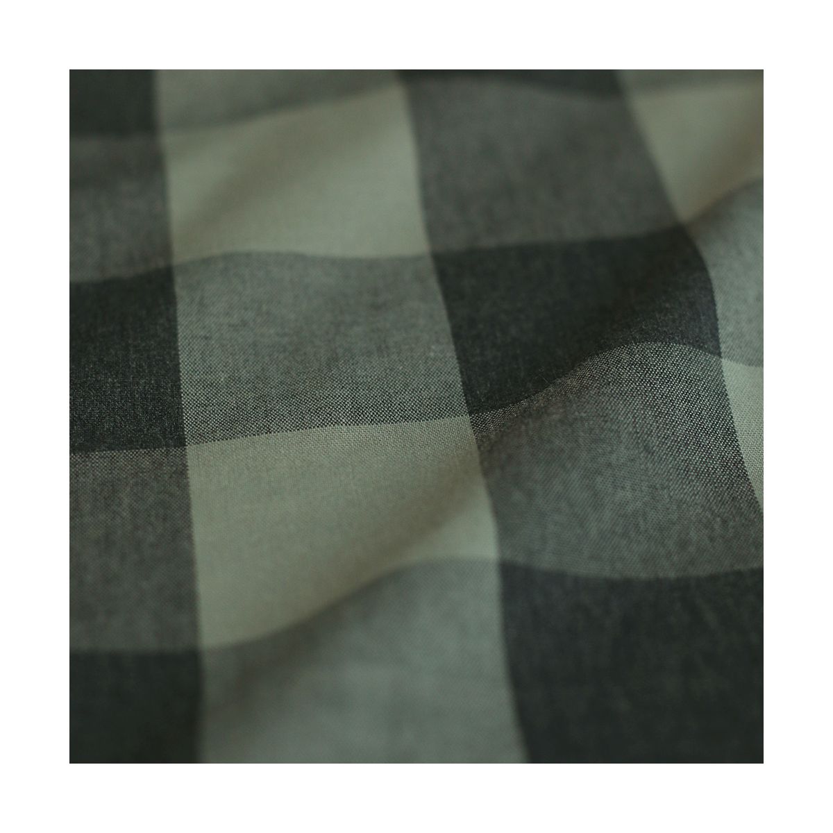 David - Popeline de coton tissé gros carreaux anthracite kaki clair