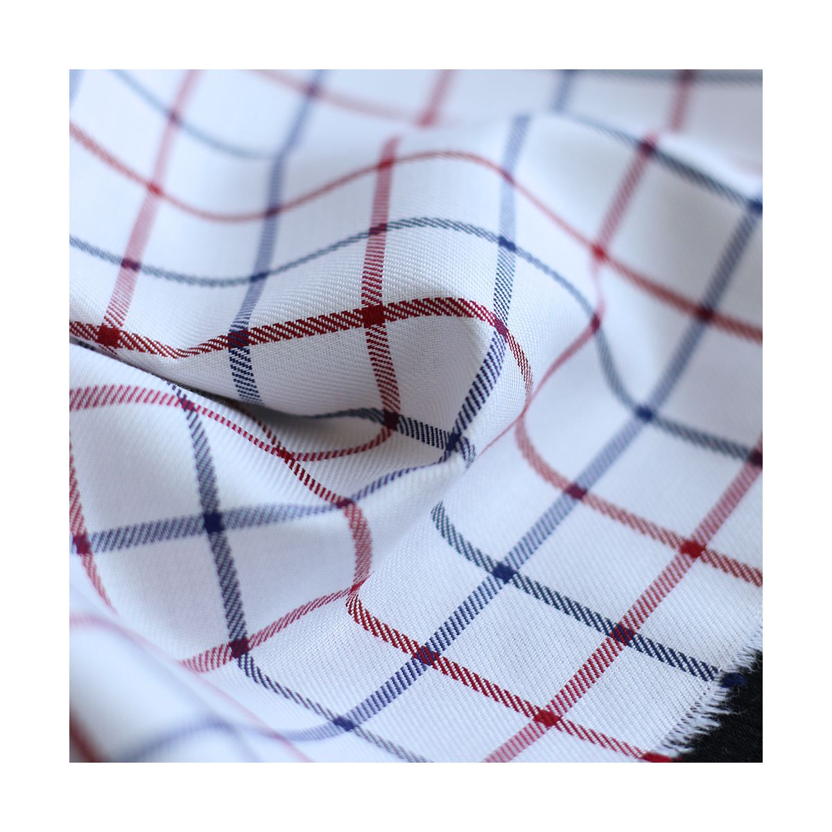 Jobias - Coton gratté organique quadrillage bleu et rouge