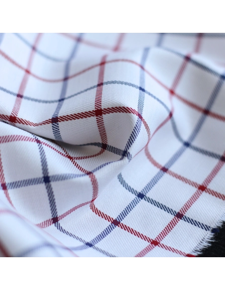 Jobias - Coton gratté organique quadrillage bleu et rouge