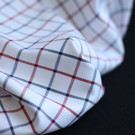 Jobias - Coton gratté organique quadrillage bleu et rouge Jobias - Coton gratté organique quadrillage bleu et rouge