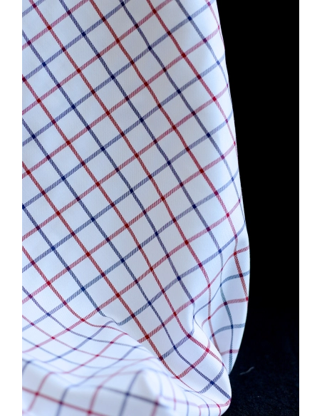 Jobias - Coton gratté organique quadrillage bleu et rouge