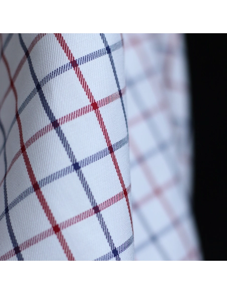 Jobias - Coton gratté organique quadrillage bleu et rouge