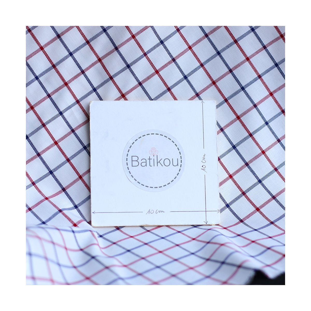 Jobias - Coton gratté organique quadrillage bleu et rouge