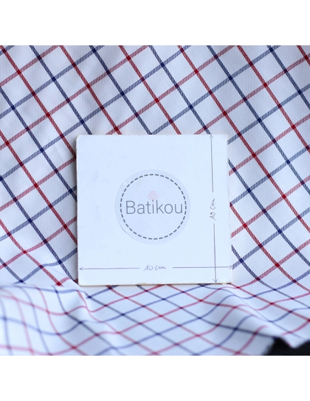 Jobias - Coton gratté organique quadrillage bleu et rouge