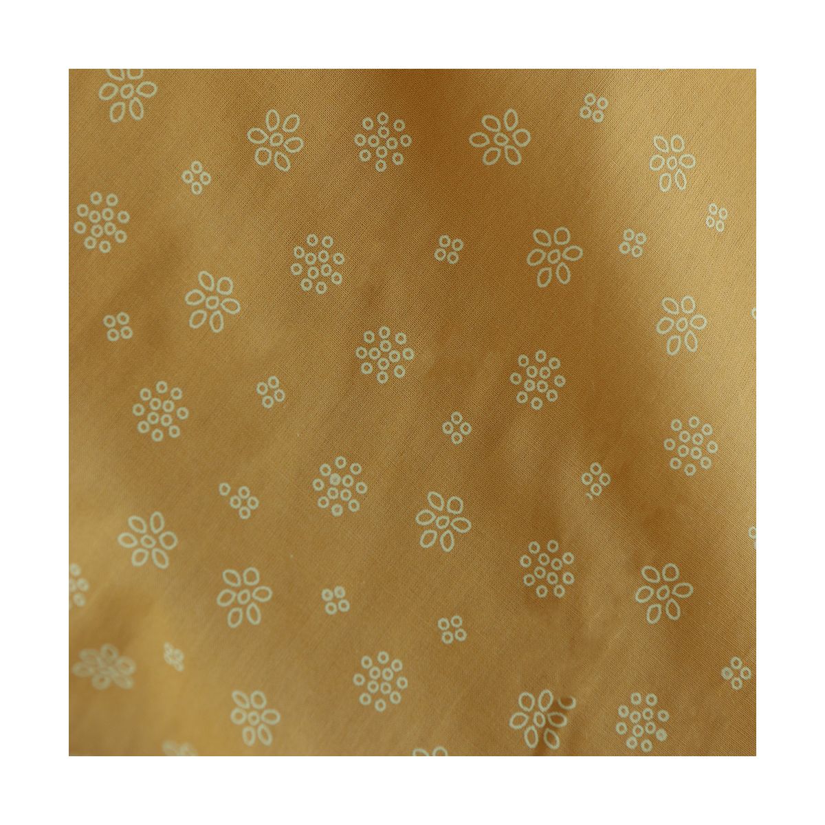 Frou-frou / Batiste de coton imprimé petits motifs fond moutarde Frou-frou / Batiste de coton imprimé petits motifs fond moutarde