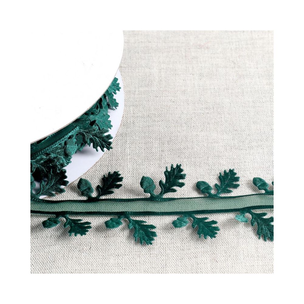Galon ruban découpé houx 35mm x1m vert