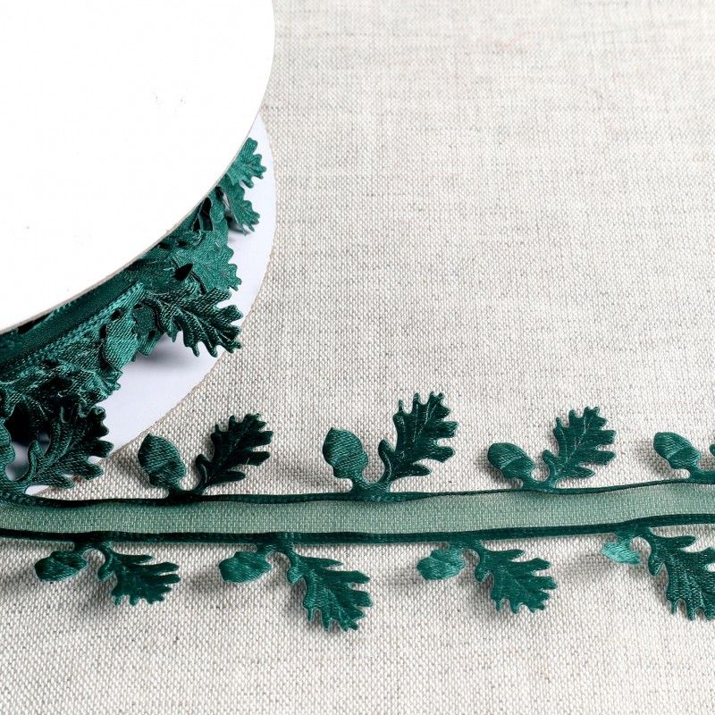 Galon ruban découpé houx 35mm x1m vert