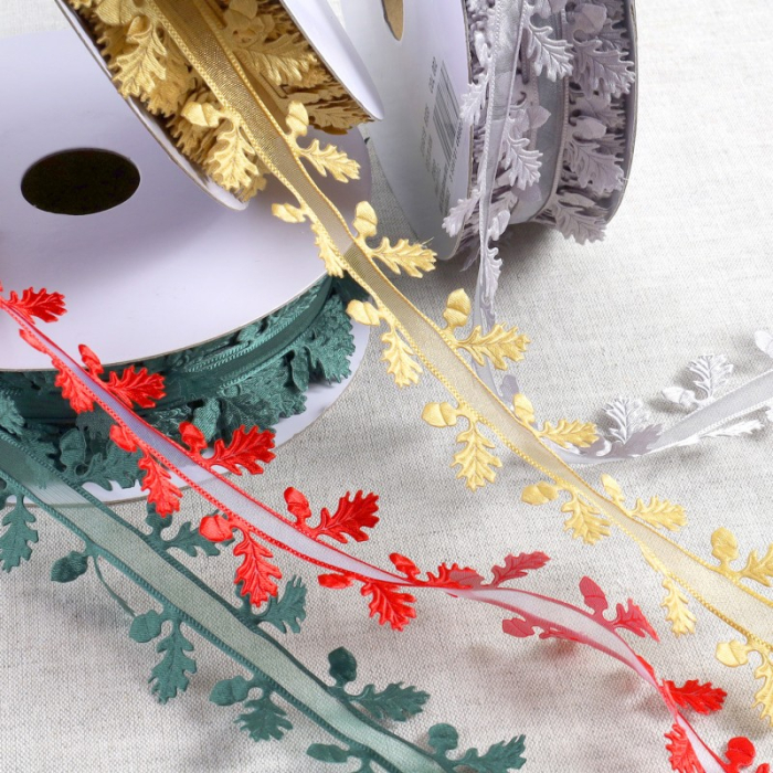 Galon ruban découpé houx 35mm x1m vert