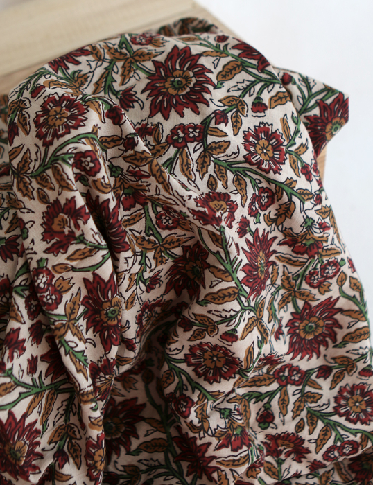 Mira - Tissu indien coton hand block traditionnel