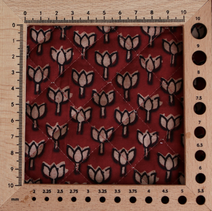 Mira - Tissu indien matelassé double face coton hand block teal largeur 100cm