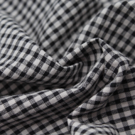Seersucker / Coton gaufré vichy noir écru