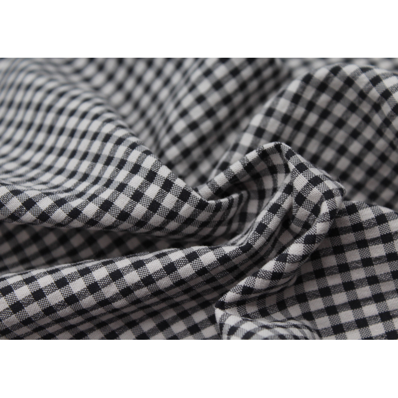 Seersucker / Coton gaufré vichy noir écru