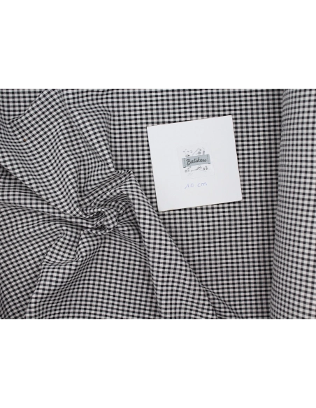 Seersucker / Coton gaufré vichy noir écru