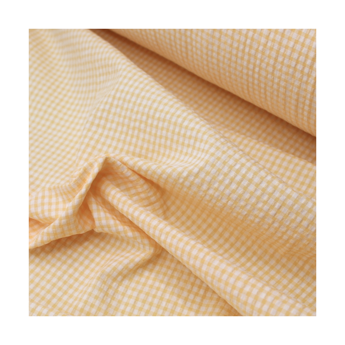 Seersucker / Coton gaufré vichy jaune doux Seersucker / Coton gaufré vichy jaune doux