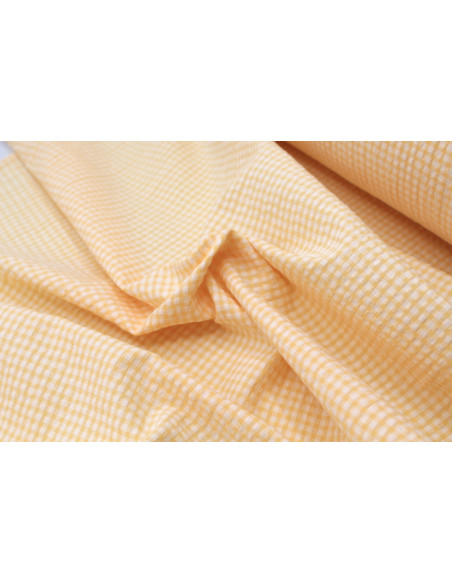 Seersucker / Coton gaufré vichy jaune doux