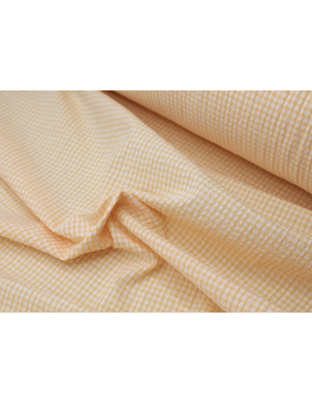 Seersucker / Coton gaufré vichy jaune doux