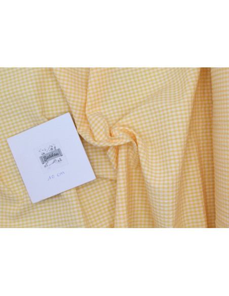 Seersucker / Coton gaufré vichy jaune doux