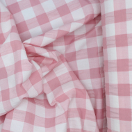 Seersucker / Coton gaufré vichy rose tendre