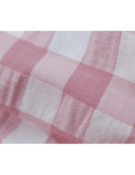 Seersucker / Coton gaufré vichy rose tendre