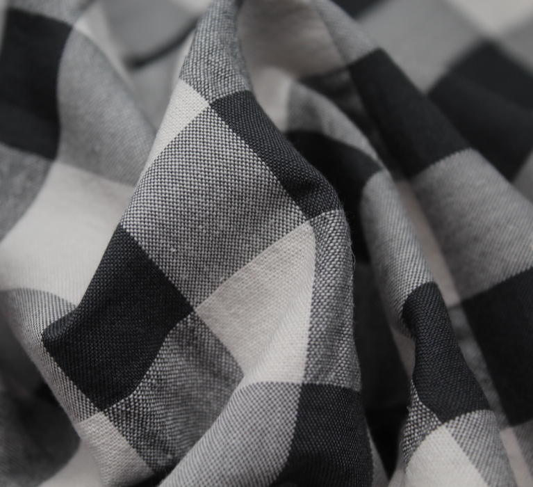 Seersucker / Coton gaufré vichy grand noir écru