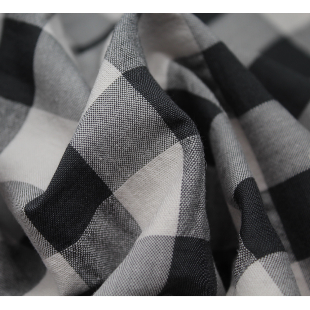 Seersucker / Coton gaufré vichy grand noir écru