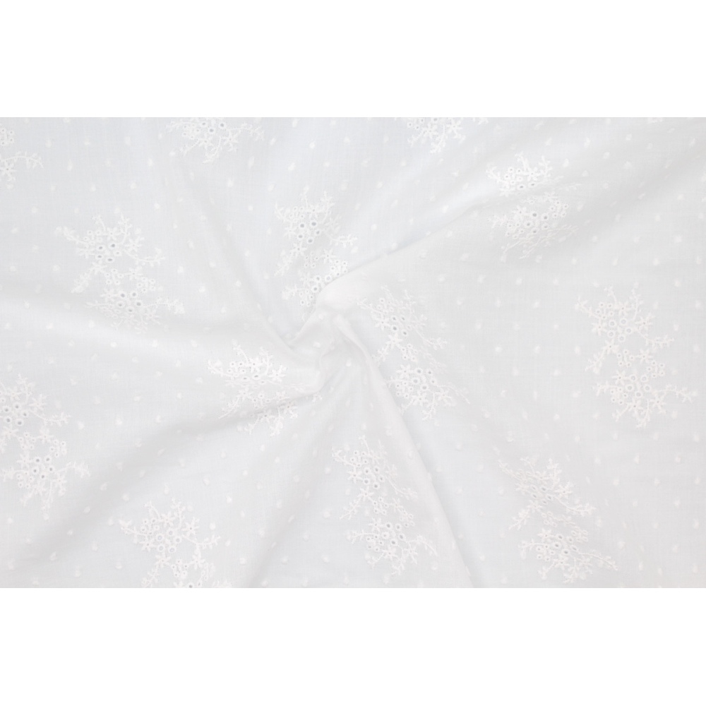 Broderie anglaise plumetis de coton coloris ivoire