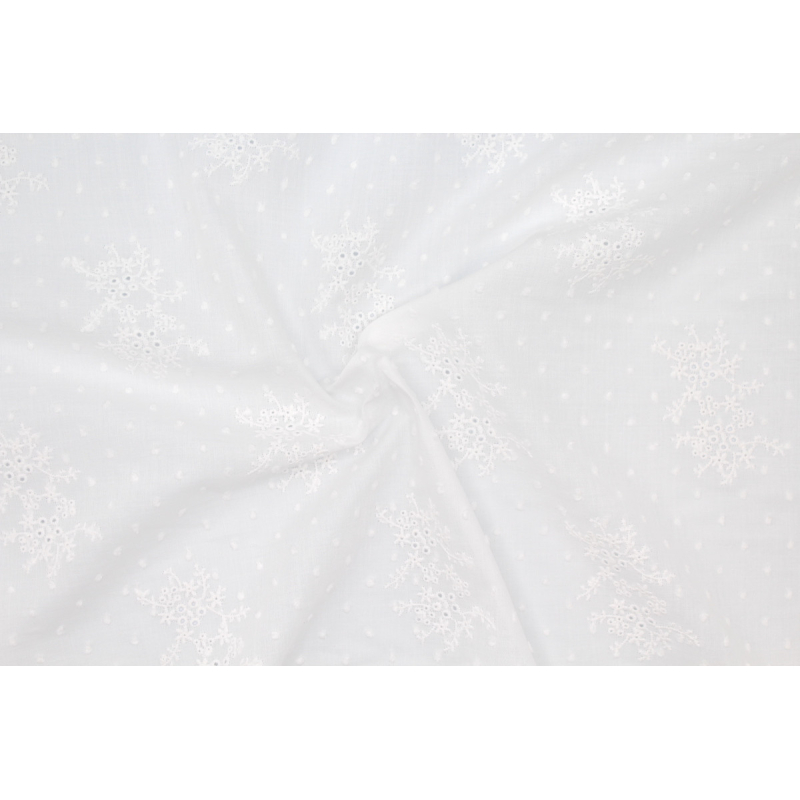 Broderie anglaise plumetis de coton coloris ivoire