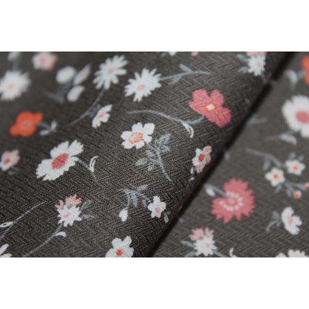 Coupon 350cm Tissu coton / viscose texturé imprimé fleuri Atelier Brunette - 2 Coupon 350cm Tissu coton / viscose texturé imprimé fleuri Atelier Brunette - 2