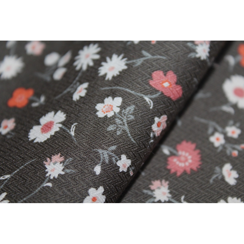 Coupon 350cm Tissu coton / viscose texturé imprimé fleuri Atelier Brunette - 2