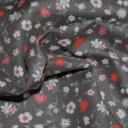 Coupon 350cm Tissu coton / viscose texturé imprimé fleuri Atelier Brunette - 1 Coupon 350cm Tissu coton / viscose texturé imprimé fleuri Atelier Brunette - 1