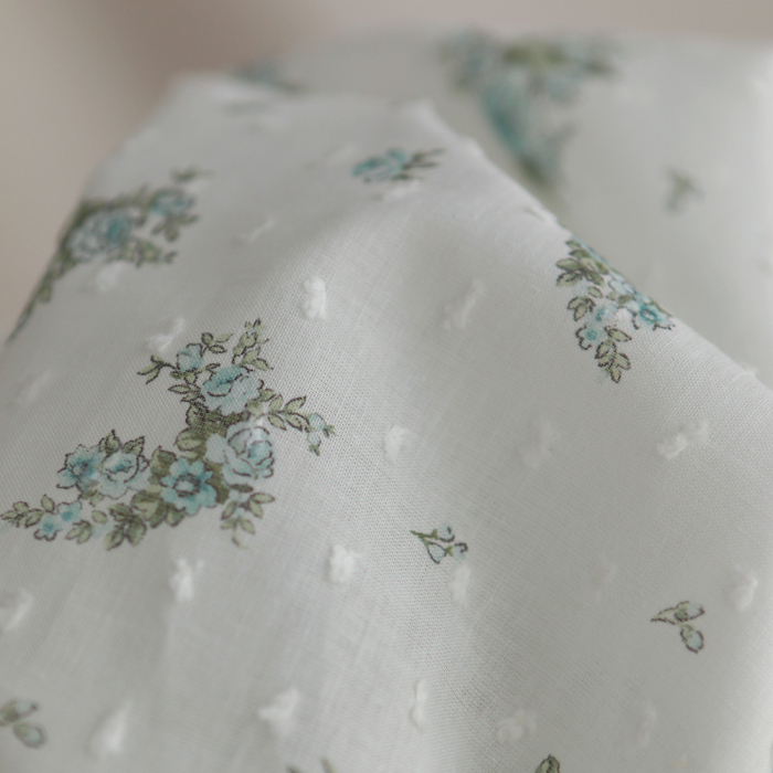 copy of Coline - Plumetis de coton imprimé fleuri menthe et rose