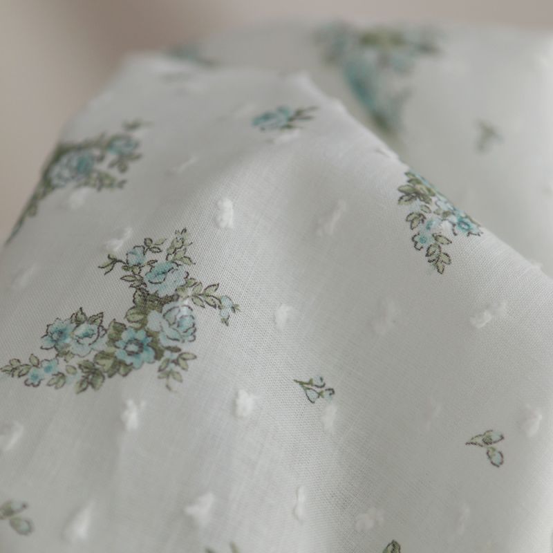 copy of Coline - Plumetis de coton imprimé fleuri menthe et rose