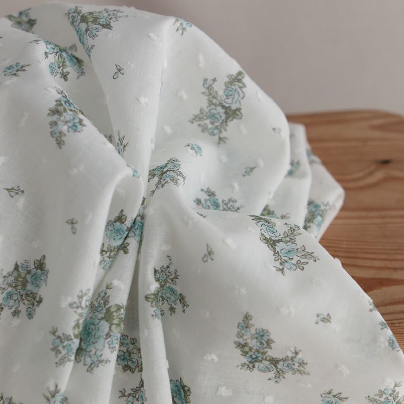 copy of Coline - Plumetis de coton imprimé fleuri menthe et rose