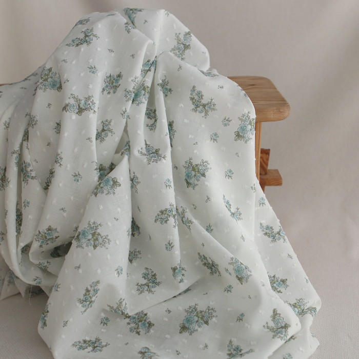 copy of Coline - Plumetis de coton imprimé fleuri menthe et rose