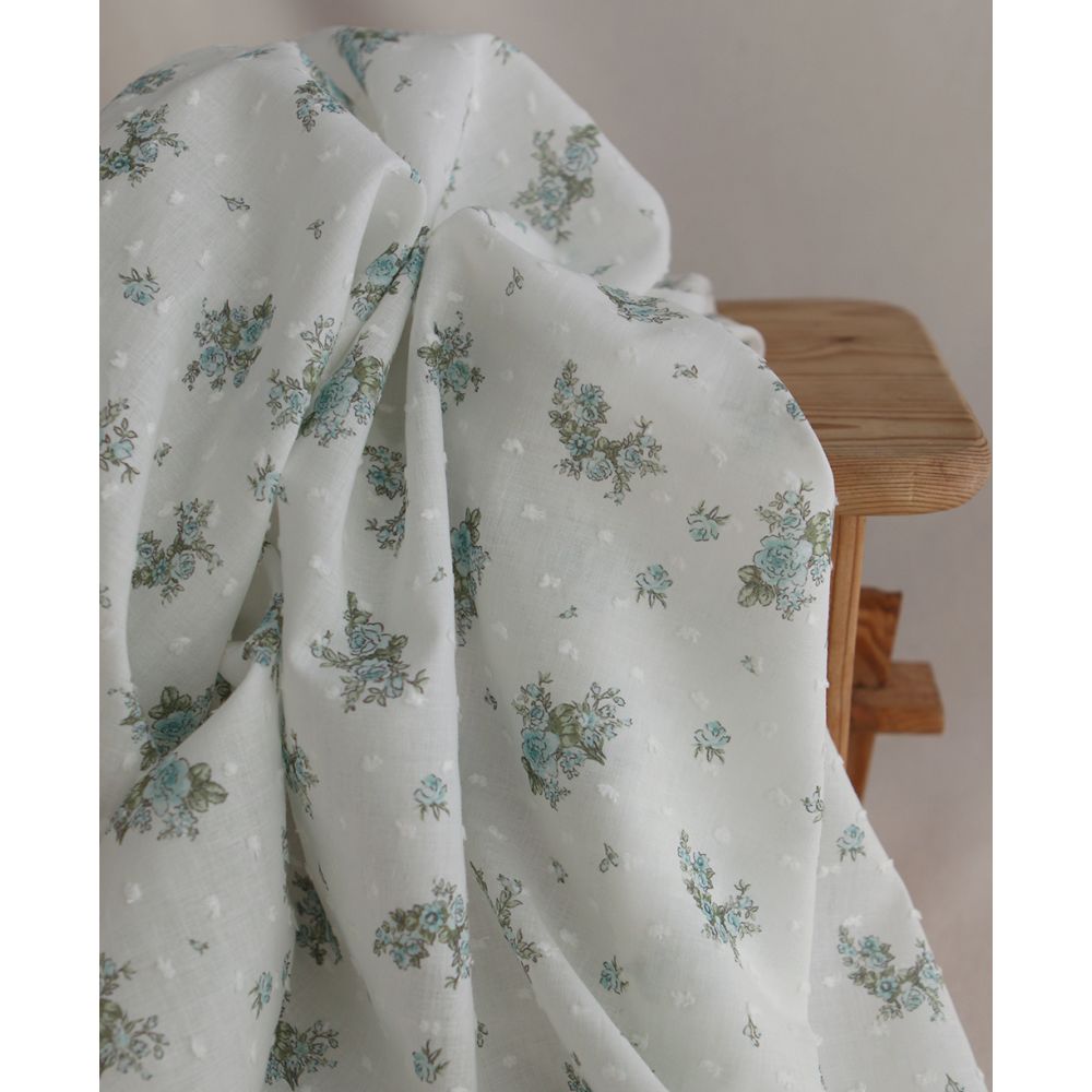 copy of Coline - Plumetis de coton imprimé fleuri menthe et rose