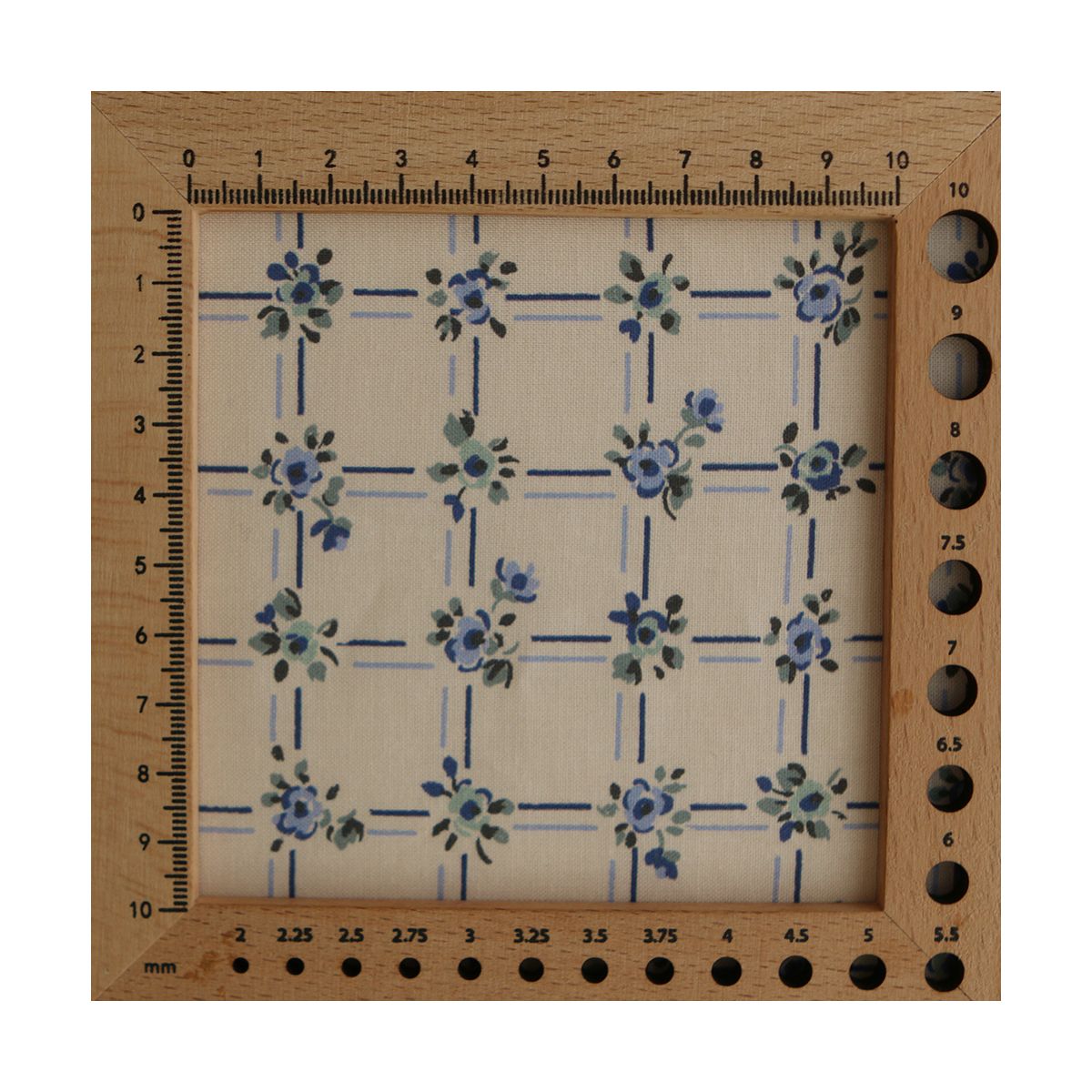 Ella - Popeline de coton douce qualité SWEET écru motif bleu