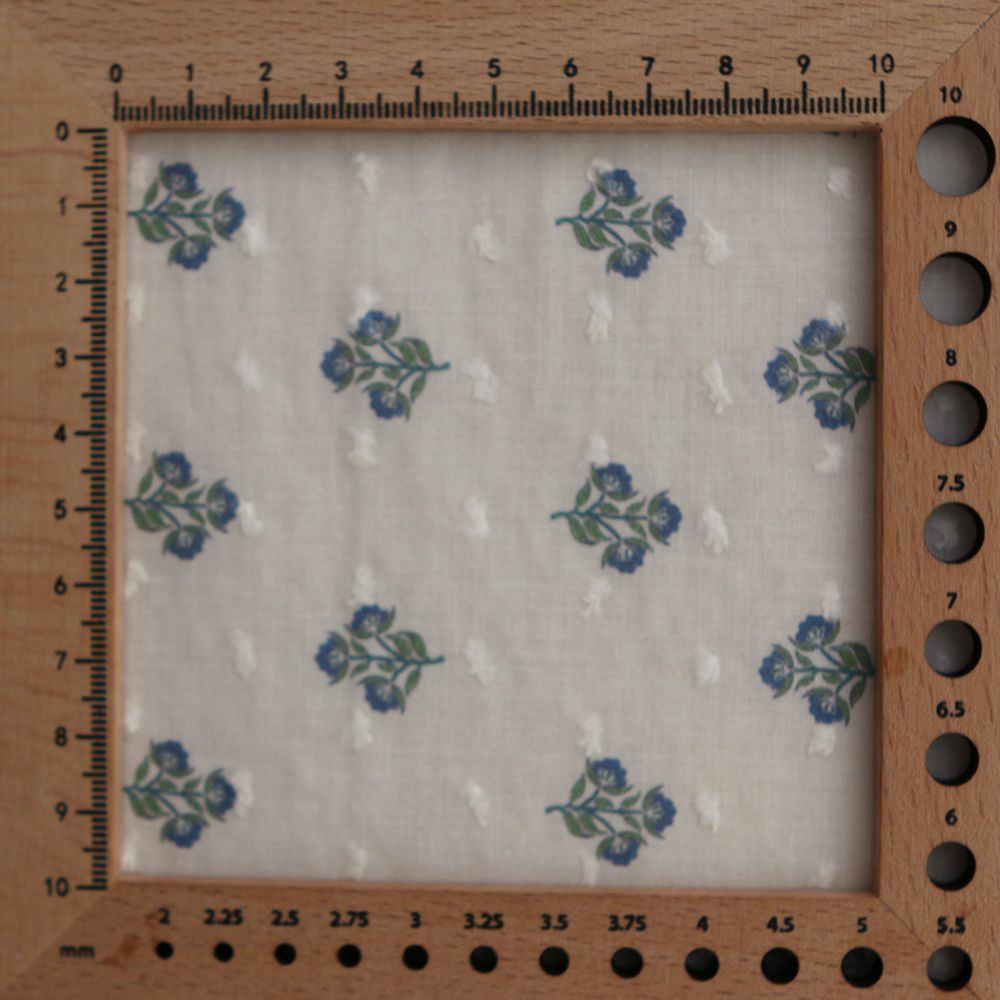 Hazel - Plumetis de coton imprimé fleuri bleu et vert