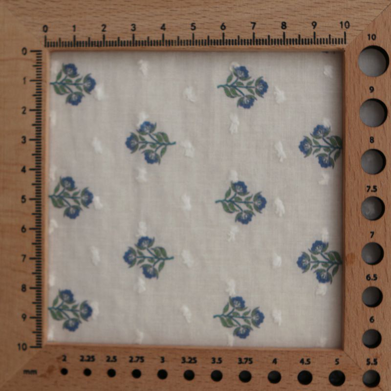 Hazel - Plumetis de coton imprimé fleuri bleu et vert