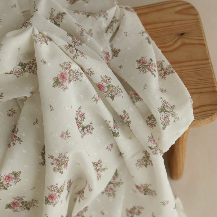 Felicity - Plumetis de coton imprimé fleuri vert et rose