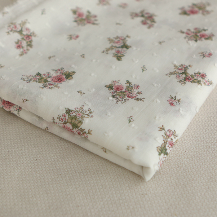 Felicity - Plumetis de coton imprimé fleuri vert et rose