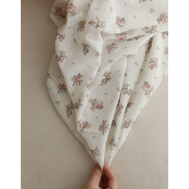 Felicity - Plumetis de coton imprimé fleuri vert et rose