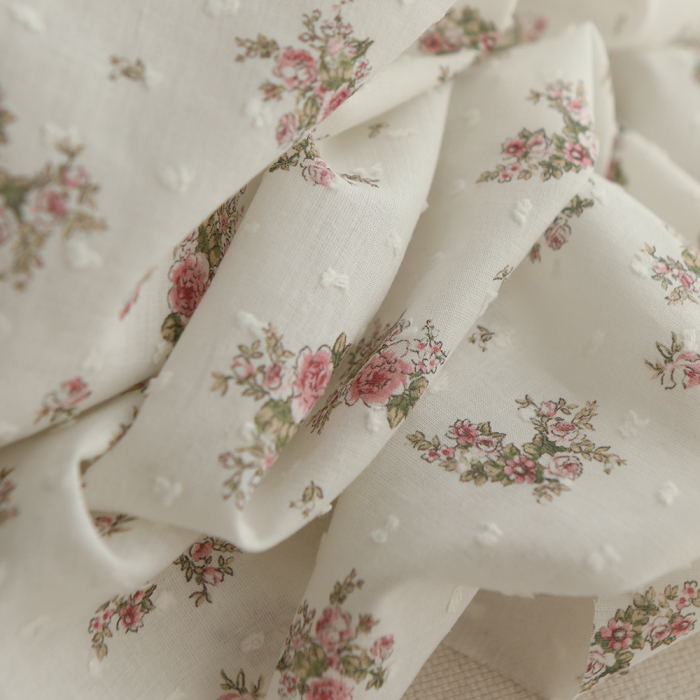 Felicity - Plumetis de coton imprimé fleuri vert et rose