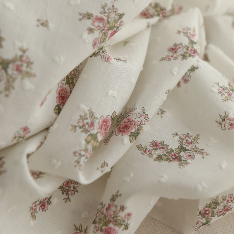 Felicity - Plumetis de coton imprimé fleuri vert et rose