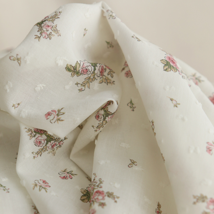 Felicity - Plumetis de coton imprimé fleuri vert et rose