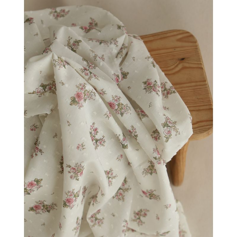 Felicity - Plumetis de coton imprimé fleuri vert et rose